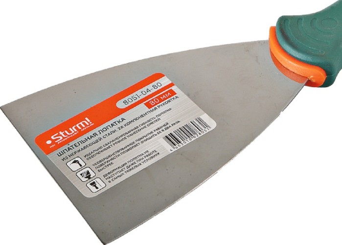 Шпатель Sturm 8051-04-80 из нержавеющей стали 80мм, 2-х компонентная рукоят - изображение 5