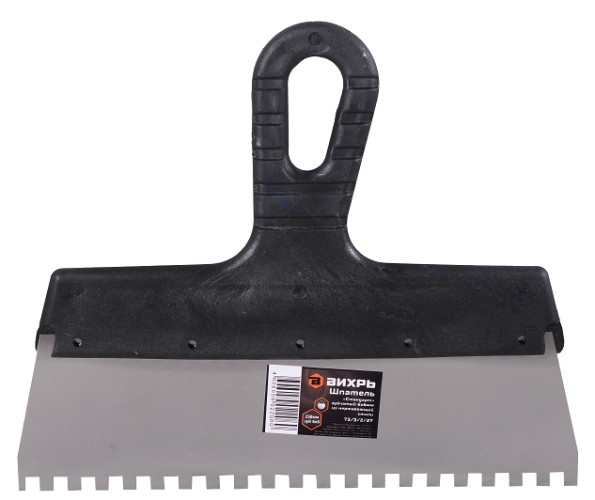 Шпатель ВИХРЬ 250мм зубчатый нерж.cталь пластиковая рукоятка 6х6 мм, 73/3/2/27 - изображение 2