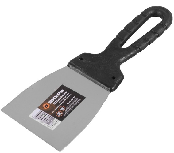 Шпатель ВИХРЬ 80мм нерж.cталь пластиковая рукоятка 73/3/2/17 - изображение 2