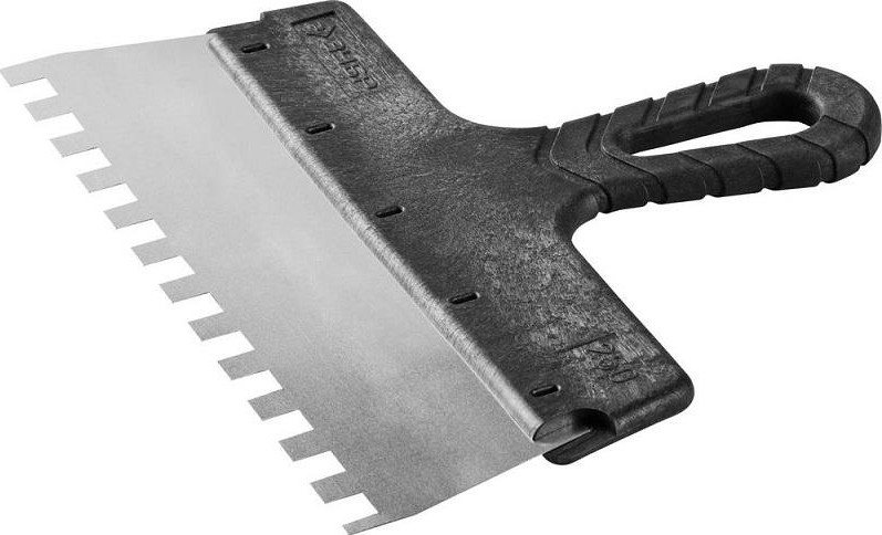 Шпатель ЗУБР МАСТЕР фасадный, нержавеющее полотно, 250мм, зуб 10х10мм 10078-25-10