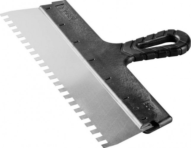 Шпатель ЗУБР МАСТЕР фасадный, нержавеющее полотно, 350мм, зуб 8х8мм 10078-35-08