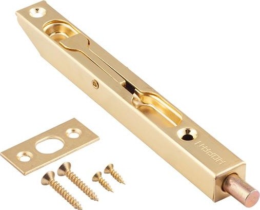 Шпингалет торцевой НОРА-М 5,5" для распашных дверей "Матовое золото" 5173 - изображение 2