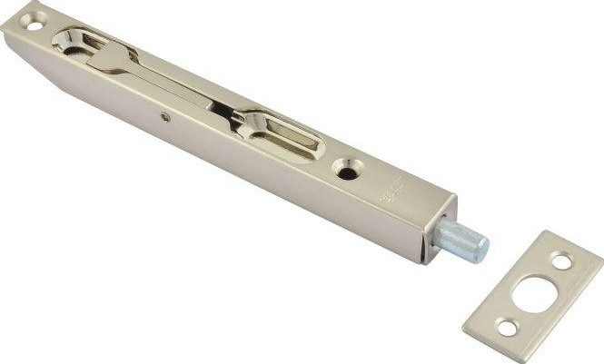 Шпингалет торцевой НОРА-М 5,5" для распашных дверей "Матовый никель" 7221