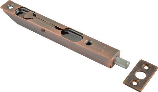 Шпингалет торцевой НОРА-М 5,5" для распашных дверей "Старая медь" 5984