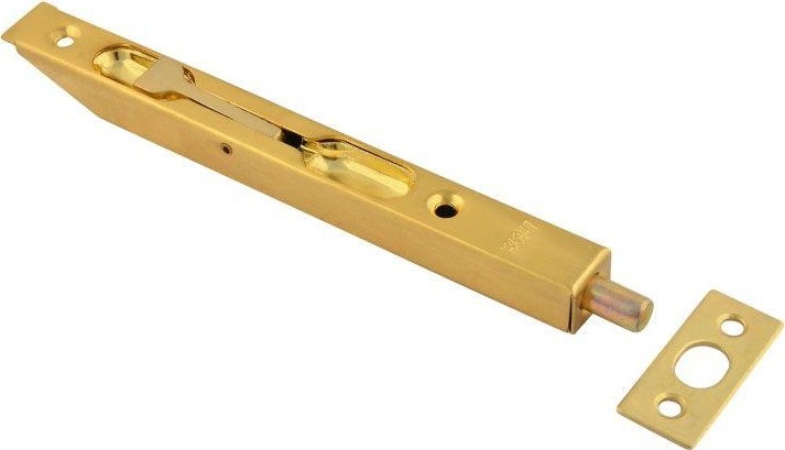 Шпингалет торцевой НОРА-М 6,5" для распашных дверей "Матовое золото" 5174