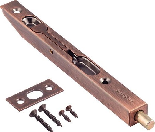Шпингалет торцевой НОРА-М 6,5" для распашных дверей "Старая медь" 5986 - изображение 2