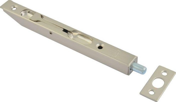 Шпингалет торцевой НОРА-М 6,5" для распашных дверей "Матовый никель" 7223