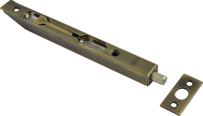 Шпингалет торцевой НОРА-М 6,5" для распашных дверей "Старая бронза" 5985