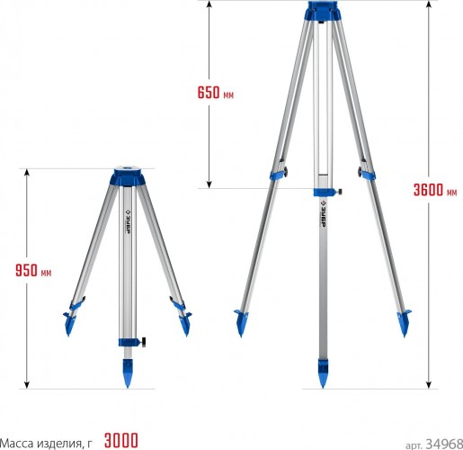 Штатив ЗУБР ШГ 160 геодезический 34968 - изображение 5