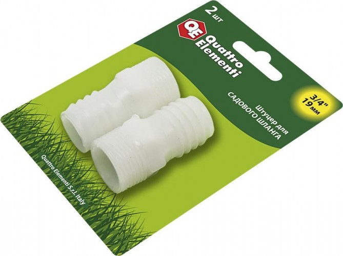 Штуцер QUATTRO ELEMENTI  внеш. резьба 3/4"-"елочка" 19 мм, 2шт, пластик 771-886