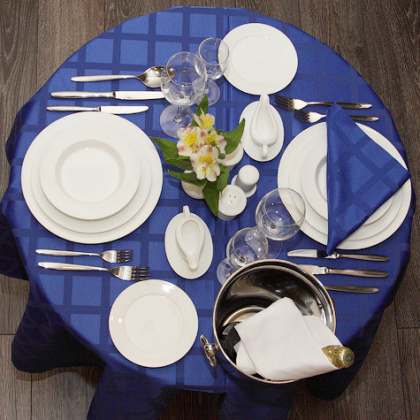 Скатерть 145х145 см «Журавинка» синяя (квадрат) - изображение 3