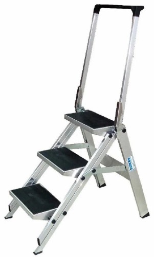 Складной трап KRAUSE 3 ступени, с дугой безопасности, резин ступ. 810250