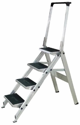 Складной трап KRAUSE 4 ступени, с дугой безопасности, резин ступ. 810267