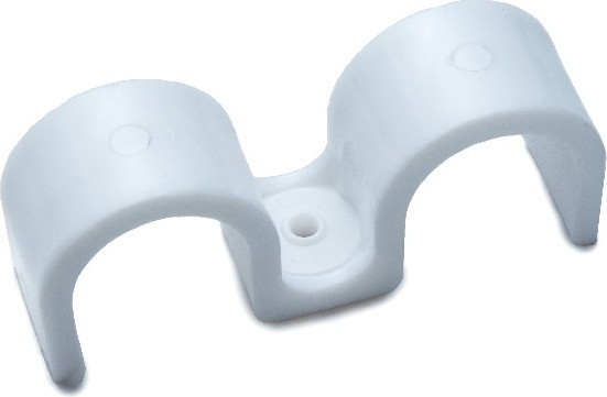 Скоба для сантехнических труб FEDAST SK20-2-W для монт. пистолетов 20 мм, белый, двухстор. 40 шт