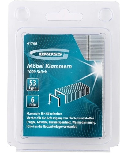 Скоба GROSS 41706 6 мм, для мебельного степлера, тип 53, 1000 шт. - изображение 2