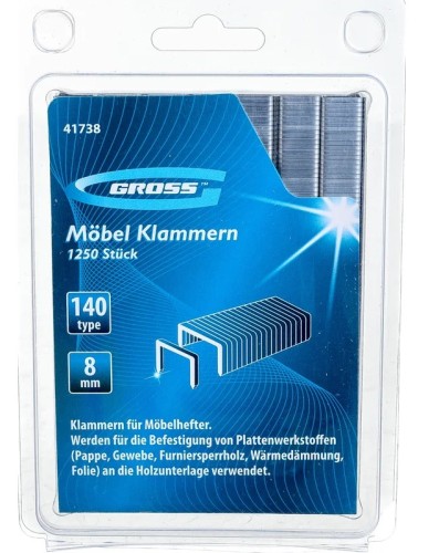 Скоба GROSS 41738 8 мм, для мебельного степлера, тип 140, 1250 шт. 41738 - изображение 2
