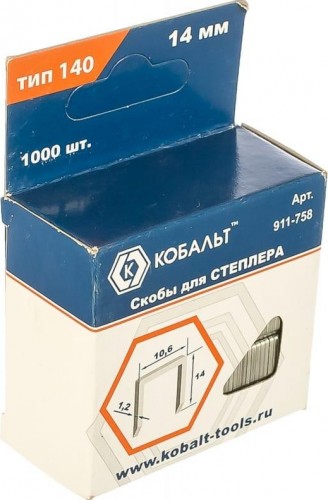 Скоба Кобальт 911-758 14 мм, тип 140 толщина, 1,2 мм, ширина 10,6 мм (10 - изображение 3