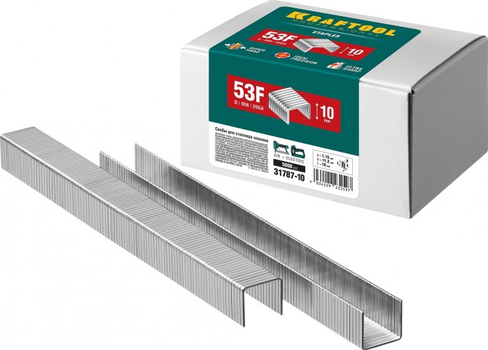 Скоба KRAFTOOL тип 53f 10 мм для степлера  плоские 5000 шт. 31787-10
