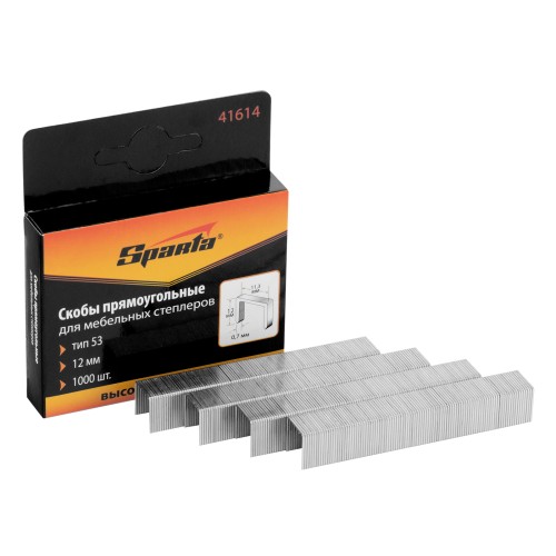 Скоба Sparta 12 мм, тип 53 для мебельного степлера, 1000 шт. 41614