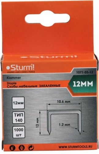 Скоба Sturm 1071-03-12 1000шт., оцинкованные, закаленные