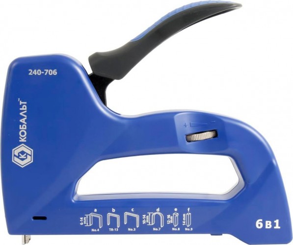 Скобозабиватель ручной Кобальт 240-706 механический 6 в 1 6-14 мм (тип 53, 140, 13), для