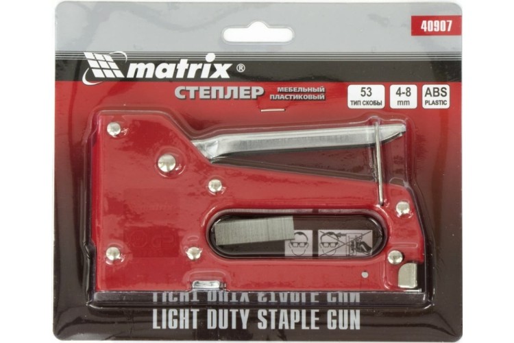 Скобозабиватель ручной MATRIX 4-8 мм степлер мебельный пластиковый, тип 53, 40907 - изображение 4