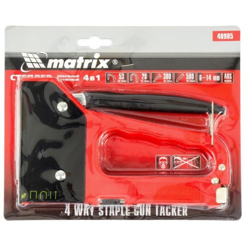 Скобозабиватель ручной MATRIX 6-14 мм степлер мебельный 4-функциональный пластиковый, ти 40905 - изображение 3