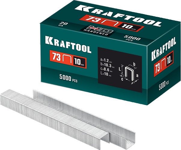 Скобы KRAFTOOL 31773-10 для плайера 10 мм, тип 73, 5000 шт.