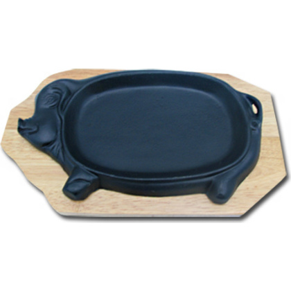 Сковорода на деревянной подставке Свинка 310х180 мм [PIG]