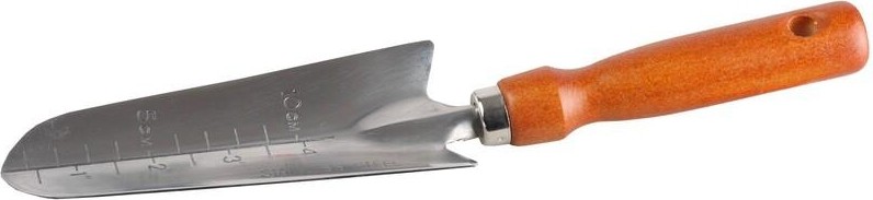 Совок посадочный GRINDA 8-421113 узкий  из нержавеющей стали, деревянная ручка, 290 мм 8-421113_z01