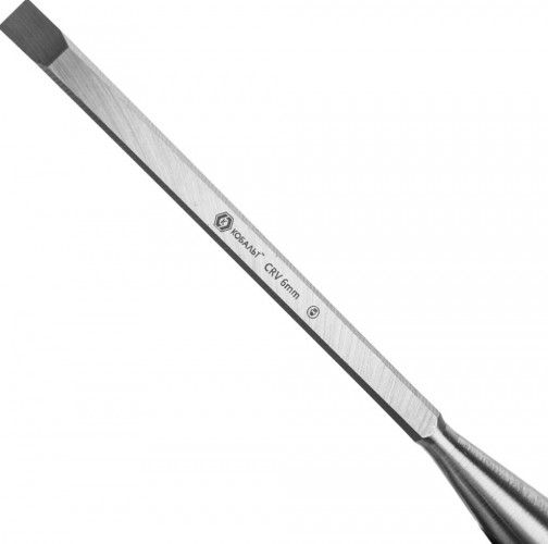 Стамеска Кобальт 245-503 плоская 6х140 мм, cr-v, двухкомпонентная рукоятка - изображение 2