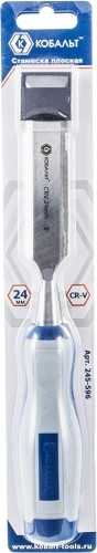 Стамеска Кобальт 245-596 плоская 24х140 мм, cr-v, двухкомпонентная рукоятка - изображение 2