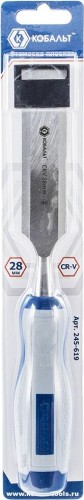 Стамеска Кобальт 245-619 плоская 28х140 мм, cr-v, двухкомпонентная рукоятка - изображение 2