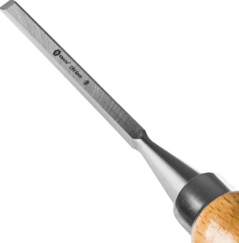 Стамеска Кобальт 245-701 плоская 6х140 мм, cr-v, деревянная рукоятка - изображение 3