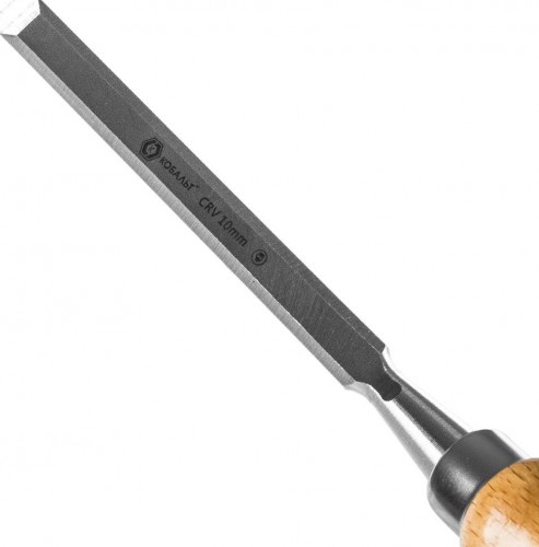 Стамеска Кобальт 245-725 плоская 10х140 мм, cr-v, деревянная рукоятка - изображение 3