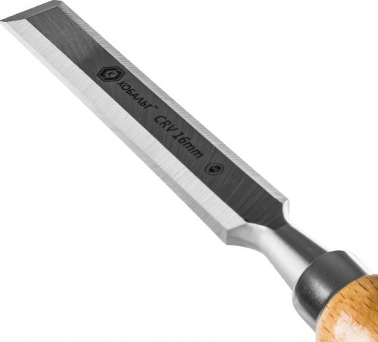 Стамеска Кобальт 245-756 плоская 16х140 мм, cr-v, деревянная рукоятка - изображение 3