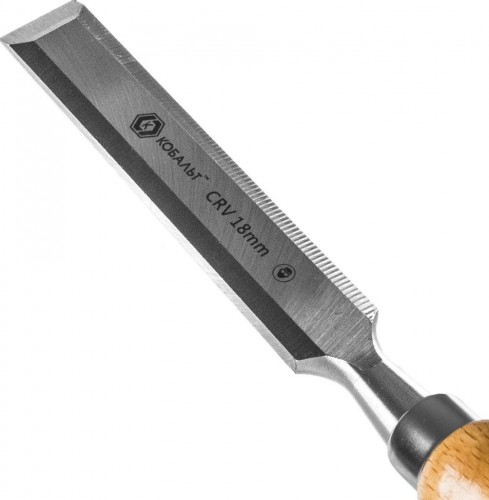Стамеска Кобальт 245-763 плоская 18х140 мм, cr-v, деревянная рукоятка - изображение 2