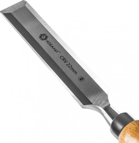 Стамеска Кобальт 245-787 плоская 22х140 мм, cr-v, деревянная рукоятка - изображение 3