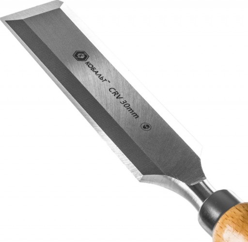 Стамеска Кобальт 245-824 плоская 30х140 мм, cr-v, деревянная рукоятка - изображение 3