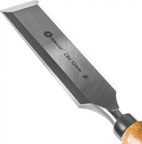 Стамеска Кобальт 245-831 плоская 32х140 мм, cr-v, деревянная рукоятка - изображение 3