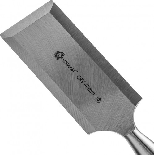 Стамеска Кобальт 245-848 плоская 40х140 мм, cr-v, деревянная рукоятка - изображение 2