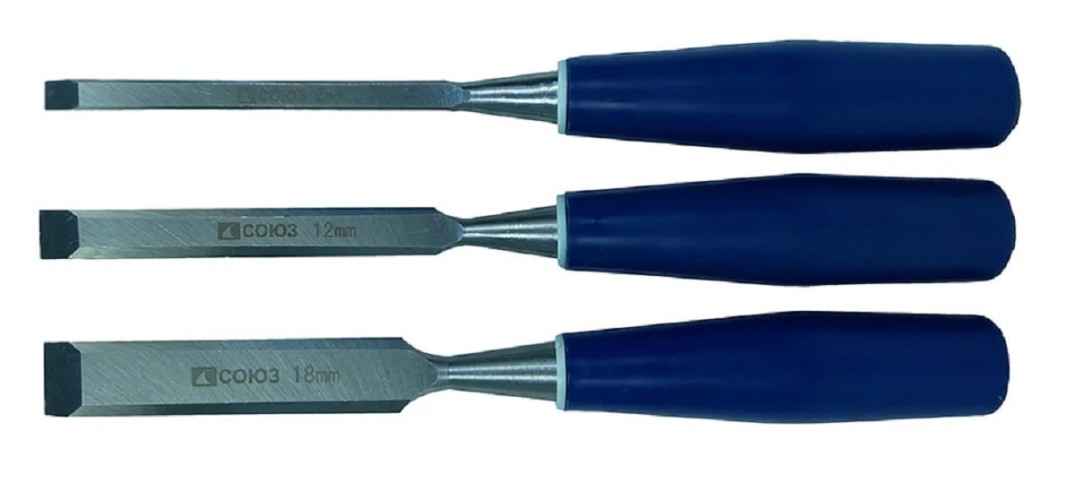 Стамеска СОЮЗ 1063-02-H3C 6, 12, 18 мм, углеродистая сталь, 50 hrc
