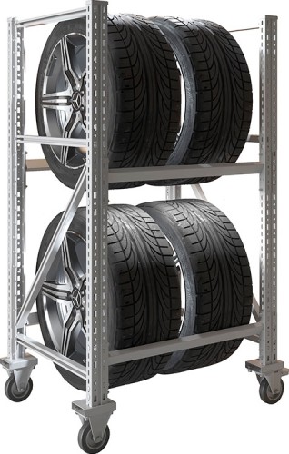 Стеллаж передвижной ПРАКТИК MS Pro 1350/781x606 для хранения 4 шин, оцинкованный S31399231258