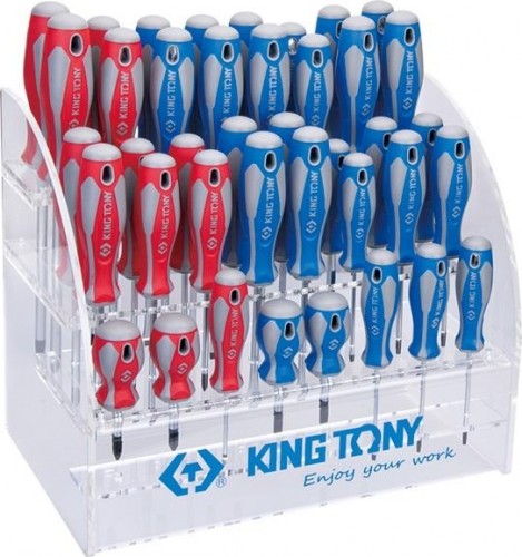 Стенд со стандартными отвертками KING TONY серии 1421 1422, 1423, 1427, 40 предметов 31427MR
