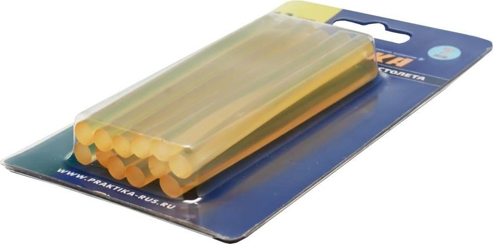 Стержень клеевой ПРАКТИКА 7х100 мм желтый, прозрачный, 12шт 641-626 - изображение 3