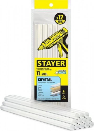 Стержень клеевой STAYER Cristal прозрачные 11 мм х 200 мм 12 шт. 0682-12