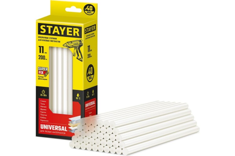 Стержень клеевой STAYER MASTER для (термоклеящих) пистолетов, прозрачные по стекл 2-06821-T-S40