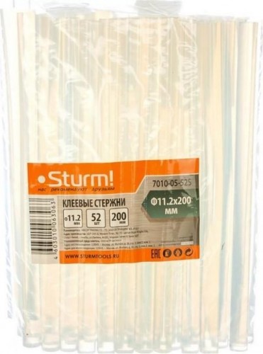 Стержень клеевой Sturm 7010-05-52S 11х200мм, 1кг (52 шт.), прозрачные