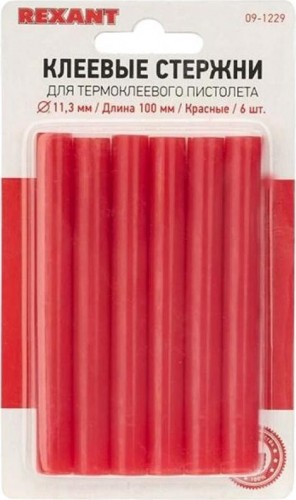 Стержни клеевые REXANT красные 11x100 мм, 6 шт. 09-1229