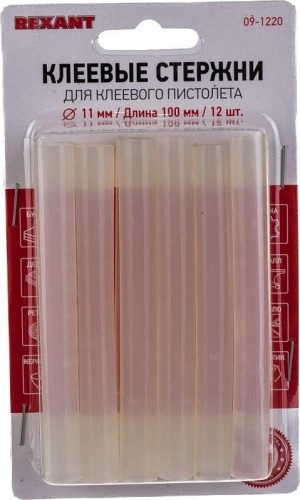 Стержни клеевые REXANT прозрачные 11x100 мм, 12 шт. 09-1220